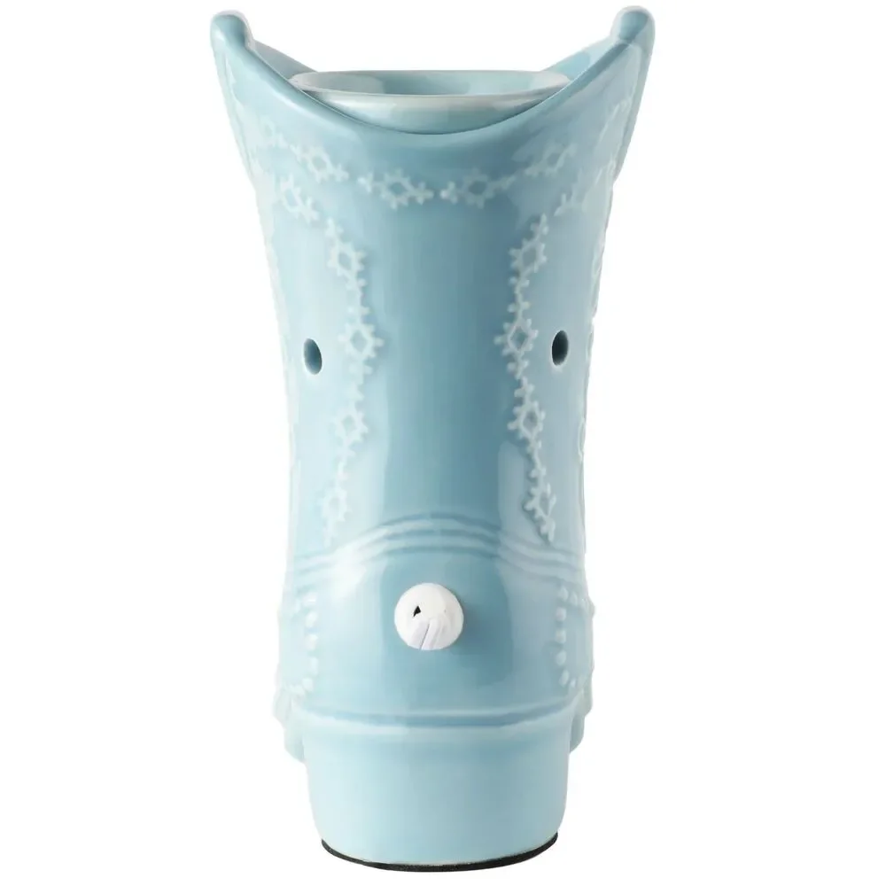 Blue Cowgirl Boot Ceramic Fragrance Wax Warmer Aromatherapy  Gift NEW